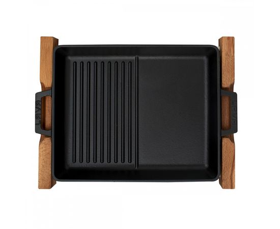 Сковорода-гриль чугунная на деревянной подставке, 26*32 см, LAVA, фото , изображение 4