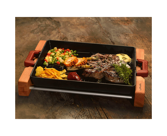 Сковорода-гриль чугунная на деревянной подставке, 26*32 см, LAVA, фото , изображение 6