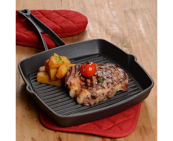 Сковорода-гриль чугунная, 26*26 см, LAVA, фото , изображение 9