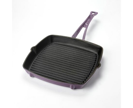 Сковорода-гриль чугунная эмалированная фиолетовая, 26х26 см, LAVA, фото 