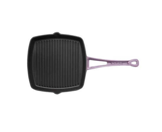 Сковорода-гриль чугунная эмалированная фиолетовая, 26х26 см, LAVA, фото , изображение 3