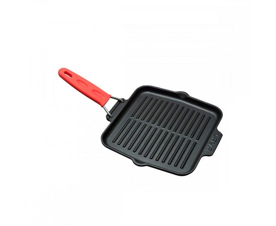 Сковорода-гриль чугунная со складывающейся ручкой, 21х21 см, LAVA, фото 