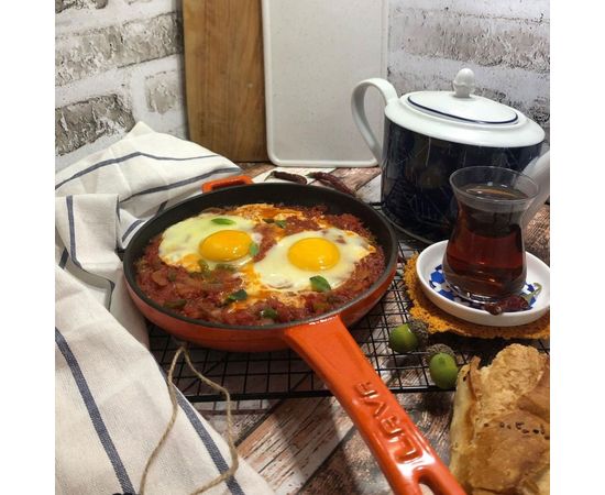 Сковорода чугунная эмалированная красная, 16 см, LAVA, фото , изображение 8