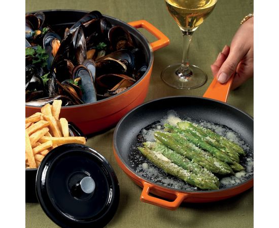 Сковорода чугунная эмалированная красная, 16 см, LAVA, фото , изображение 6