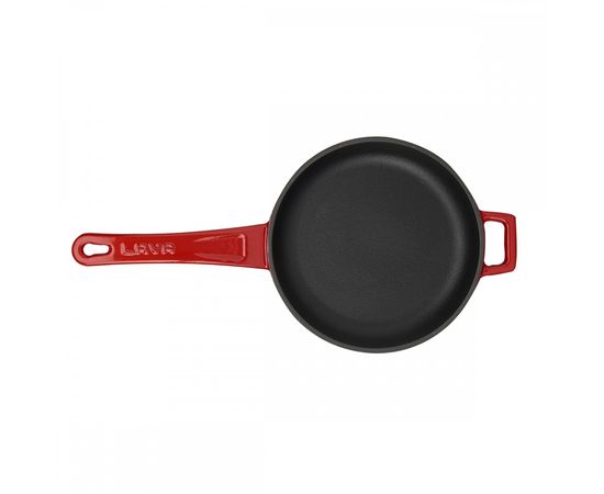 Сковорода чугунная эмалированная красная, 16 см, LAVA, фото , изображение 3