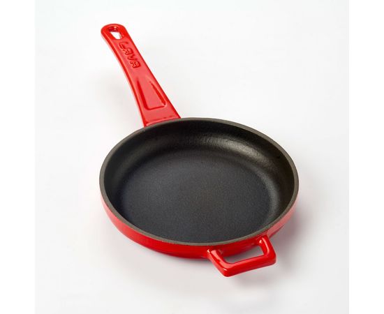 Сковорода чугунная эмалированная красная, 16 см, LAVA, фото 