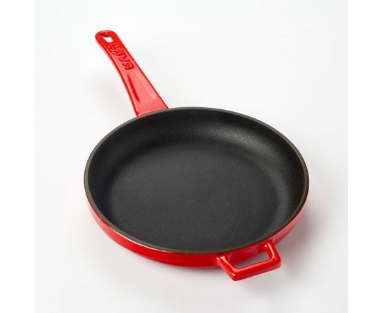 Сковорода чугунная эмалированная красная, 20 см, LAVA, фото 