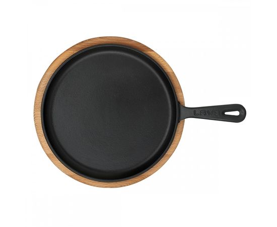 Сковорода круглая чугунная на деревянной подставке, 26 см, LAVA, фото , изображение 2