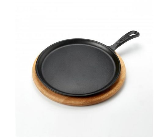 Сковорода круглая чугунная на деревянной подставке, 26 см, LAVA, фото , изображение 4