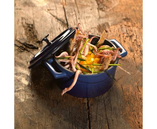 Кастрюля порционная круглая чугунная эмалированная красная, 10 см, LAVA, фото , изображение 6