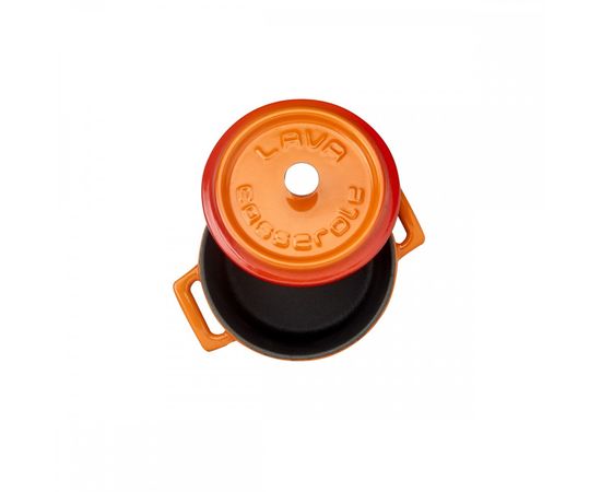 Кастрюля порционная круглая чугунная эмалированная оранжевая, 10 см, LAVA, фото , изображение 5