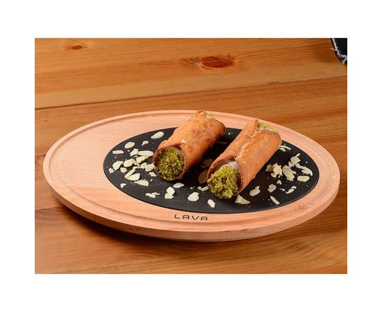 Блюдо овальное чугунное на деревянной подставке, 20*30см, LAVA, фото , изображение 2