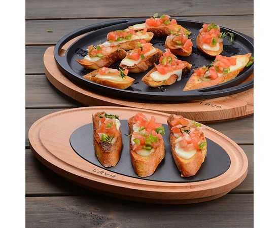 Блюдо овальное чугунное на деревянной подставке, 20*30см, LAVA, фото , изображение 3