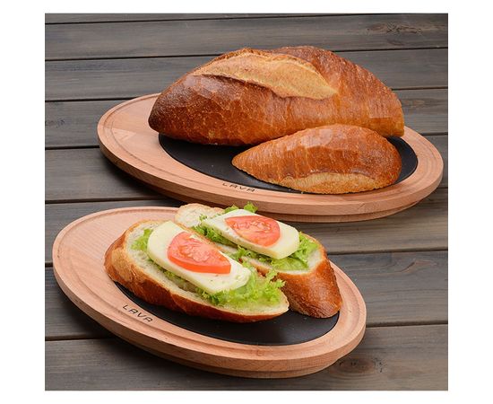 Блюдо овальное чугунное на деревянной подставке, 25*35см, LAVA, фото , изображение 4