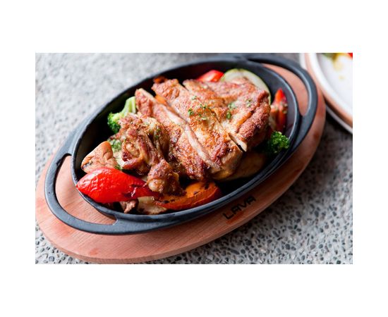 Сковорода овальная чугунная с 2-мя ручками на деревянной подставке, 21*14 см, LAVA, фото , изображение 5