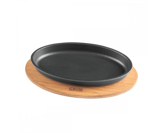 Сковорода овальная чугунная на деревянной подставке, 16*25 см, LAVA, фото , изображение 2