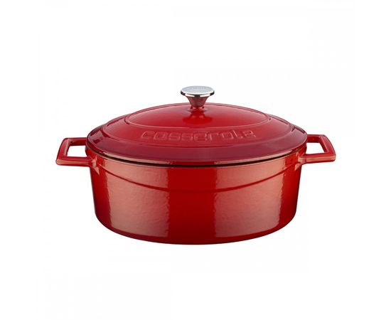 Кастрюля овальная чугунная эмалированная красная с крышкой, 25x21 см, LAVA, фото  Кастрюля овальная чугунная эмалированная красная с крышкой, 25x21 см, LAVA, фото