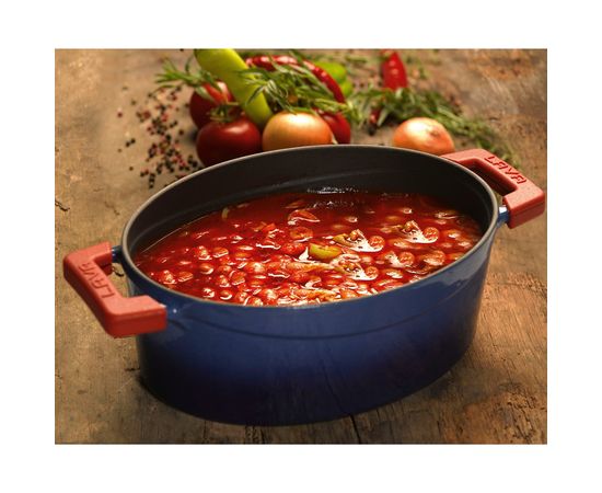 Кастрюля овальная чугунная эмалированная красная с крышкой, 25x21 см, LAVA, фото , изображение 8 Кастрюля овальная чугунная эмалированная красная с крышкой, 25x21 см, LAVA, фото , изображение 8