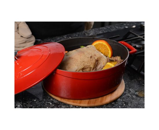 Кастрюля овальная чугунная эмалированная красная с крышкой, 25x21 см, LAVA, фото , изображение 6 Кастрюля овальная чугунная эмалированная красная с крышкой, 25x21 см, LAVA, фото , изображение 6