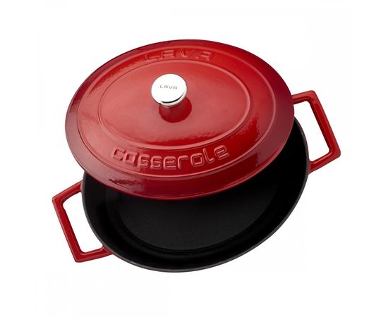 Кастрюля овальная чугунная эмалированная красная с крышкой, 25x21 см, LAVA, фото , изображение 3 Кастрюля овальная чугунная эмалированная красная с крышкой, 25x21 см, LAVA, фото , изображение 3