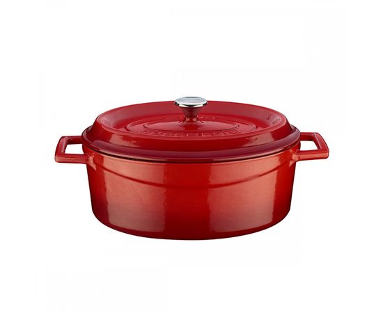 Кастрюля овальная чугунная эмалированная красная, 21x32 см, LAVA, фото  Кастрюля овальная чугунная эмалированная красная, 21x32 см, LAVA, фото