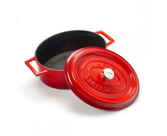 Кастрюля овальная чугунная эмалированная красная, 21x32 см, LAVA, фото , изображение 3 Кастрюля овальная чугунная эмалированная красная, 21x32 см, LAVA, фото , изображение 3