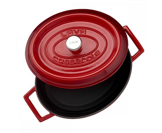 Кастрюля овальная чугунная эмалированная красная, 21x32 см, LAVA, фото , изображение 4 Кастрюля овальная чугунная эмалированная красная, 21x32 см, LAVA, фото , изображение 4