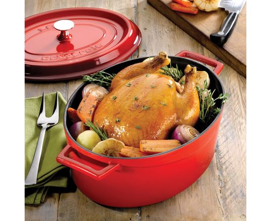 Кастрюля овальная чугунная эмалированная красная, 21x32 см, LAVA, фото , изображение 5 Кастрюля овальная чугунная эмалированная красная, 21x32 см, LAVA, фото , изображение 5