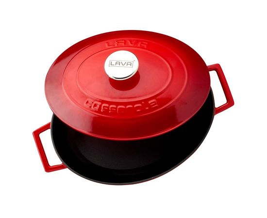 Кастрюля овальная чугунная эмалированная красна, 4,67л, LAVA, фото , изображение 3