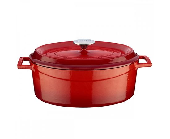 Кастрюля овальная чугунная эмалированная красная, 25x31 см, LAVA, фото  Кастрюля овальная чугунная эмалированная красная, 25x31 см, LAVA, фото