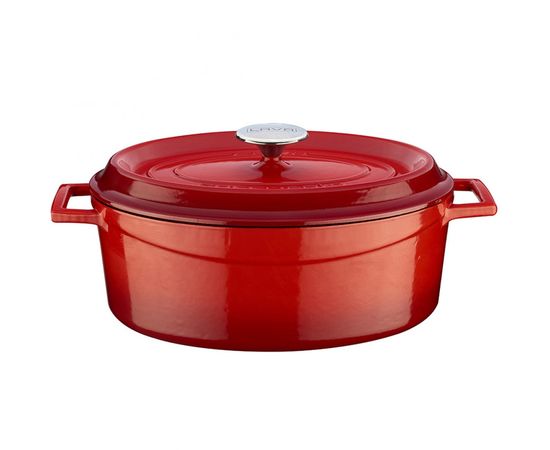 Кастрюля овальная чугунная эмалированная красная, 26х33 см, LAVA, фото  Кастрюля овальная чугунная эмалированная красная, 26х33 см, LAVA, фото