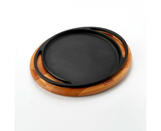 Блюдо чугунное на деревянной подставке, 20 см, LAVA, фото , изображение 2