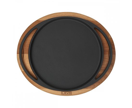 Блюдо чугунное на деревянной подставке, 20 см, LAVA, фото , изображение 3