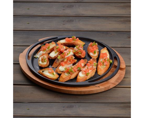 Блюдо чугунное на деревянной подставке, 20 см, LAVA, фото , изображение 6