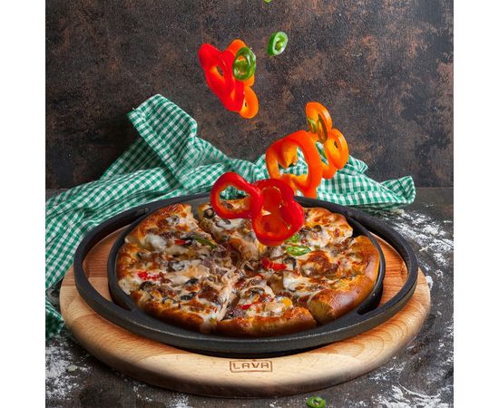 Блюдо чугунное на деревянной подставке, 20 см, LAVA, фото , изображение 11