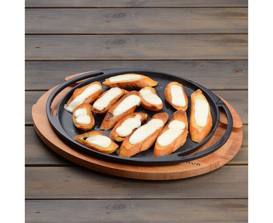 Блюдо чугунное чугун на деревянной подставке, 28 см, LAVA, фото , изображение 7