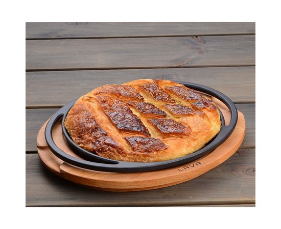 Блюдо чугунное чугун на деревянной подставке, 28 см, LAVA, фото , изображение 8