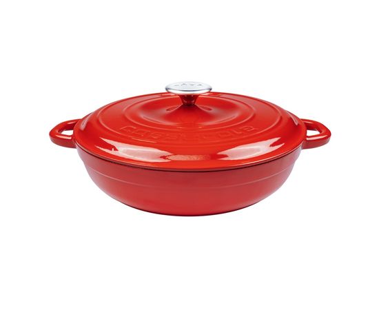Кастрюля чугунная эмалированная красная с крышкой, 28 см, LAVA, фото 