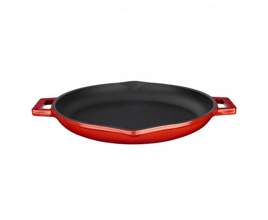 Сковорода чугунная эмалированная красная с 2-мя ручками, 30 см, LAVA, фото , изображение 2