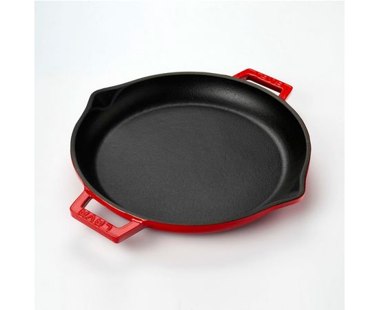 Сковорода чугунная эмалированная красная с 2-мя ручками, 30 см, LAVA, фото , изображение 3