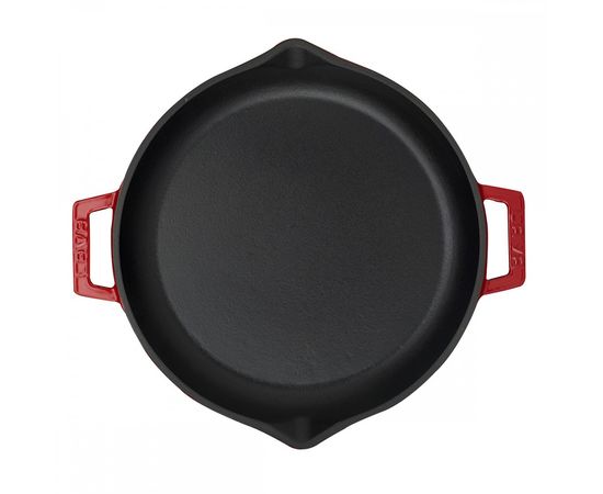 Сковорода чугунная эмалированная красная с 2-мя ручками, 30 см, LAVA, фото , изображение 4