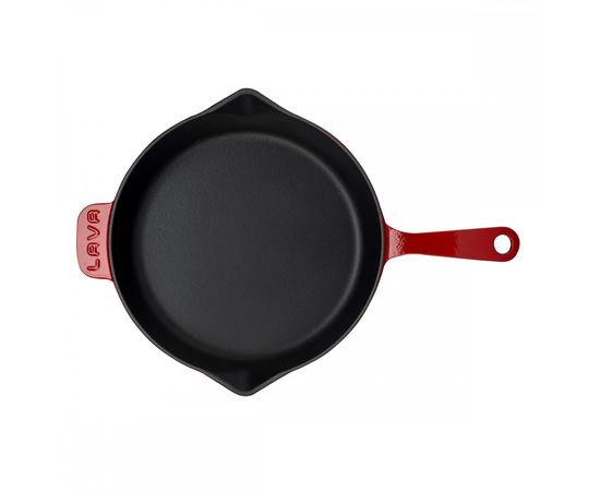 Сковорода чугунная эмалированная красная, 28 см, LAVA, фото , изображение 3