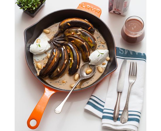 Сковорода чугунная эмалированная красная, 28 см, LAVA, фото , изображение 5