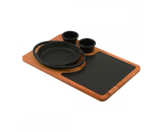 Сковорода чугунная на деревянной подставке, 16 см, LAVA, фото , изображение 2