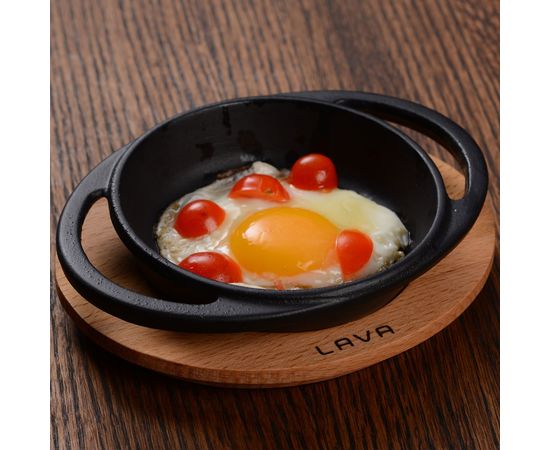 Сковорода круглая чугунная на деревянной подставке, 12 см, LAVA, фото , изображение 4