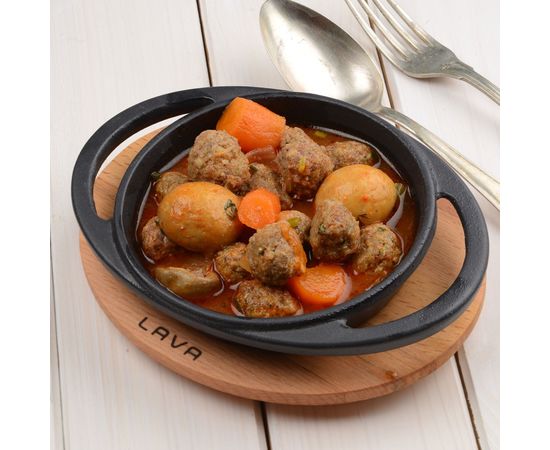 Сковорода круглая чугунная на деревянной подставке, 12 см, LAVA, фото , изображение 5