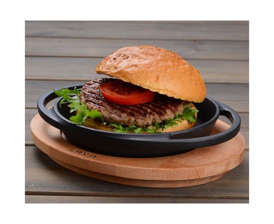 Сковорода чугунная с 2-мя ручками на деревянной подставке, 16 см, LAVA, фото , изображение 4