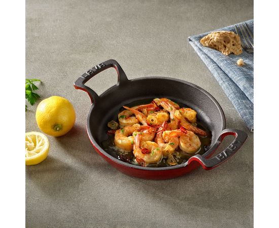 Сковорода круглая чугунная с 2-мя ручками на деревянной подставке, 16 см, LAVA, фото , изображение 4