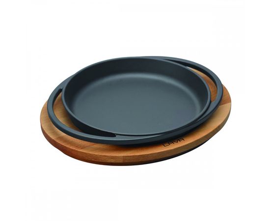 Сковорода чугунная с 2-мя ручками на деревянной подставке, 20 см, LAVA, фото , изображение 2