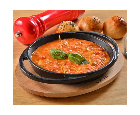 Сковорода чугунная с 2-мя ручками на деревянной подставке, 20 см, LAVA, фото , изображение 4